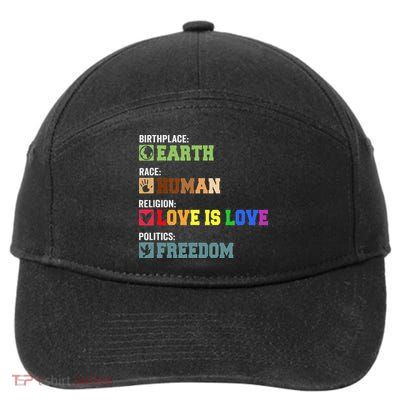 Birth Place Earth Race Human Politics Freedom Religion Love 7-Panel Snapback Hat