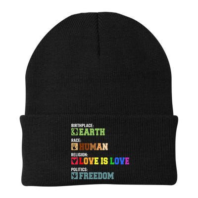 Birth Place Earth Race Human Politics Freedom Religion Love Beanie