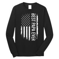 Best Papa Ever Us American Vintage Flag For Grandpa Fathers Day Long Sleeve Shirt