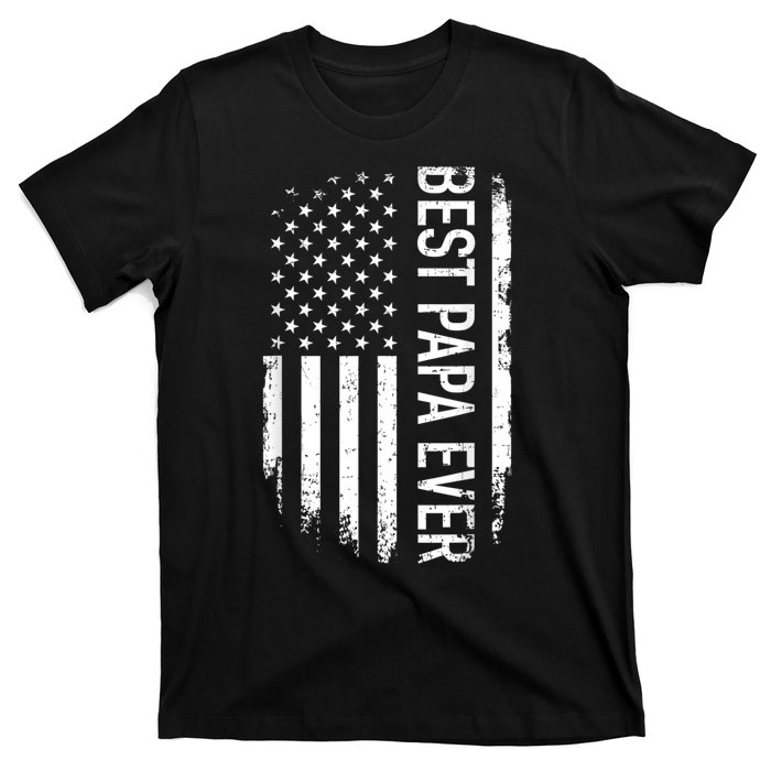 Best Papa Ever Us American Vintage Flag For Grandpa Fathers Day T-Shirt