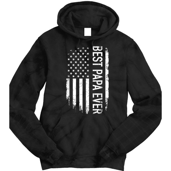 Best Papa Ever Us American Vintage Flag For Grandpa Fathers Day Tie Dye Hoodie