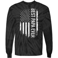 Best Papa Ever Us American Vintage Flag For Grandpa Fathers Day Tie-Dye Long Sleeve Shirt