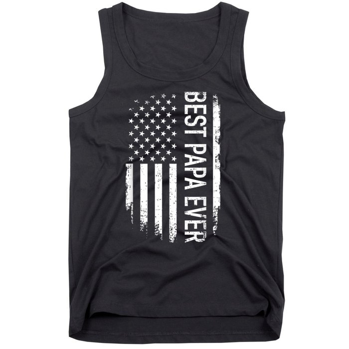 Best Papa Ever Us American Vintage Flag For Grandpa Fathers Day Tank Top