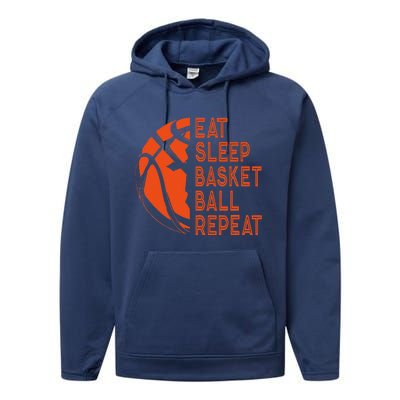 Basketball Player Eat Sleep Basketball Repeat Performance Fleece Hoodie