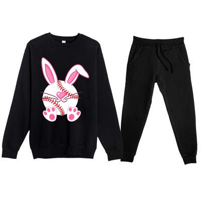 Baseball Player Easter Bunny Easter Day Premium Crewneck Sweatsuit Set