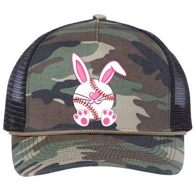 Baseball Player Easter Bunny Easter Day Retro Rope Trucker Hat Cap