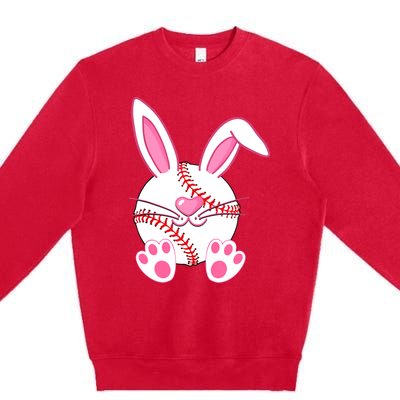 Baseball Player Easter Bunny Easter Day Premium Crewneck Sweatshirt