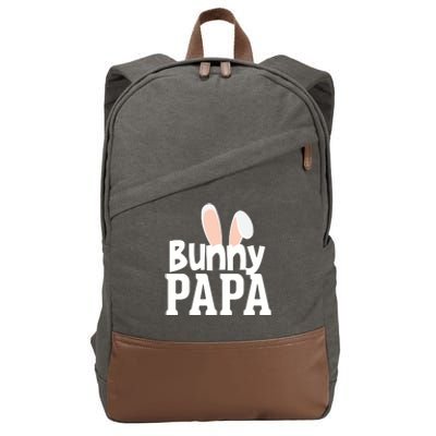 Bunny Papa Easter Rabbit Holiday Ears Parent Dad Granddad Gift Cotton Canvas Backpack