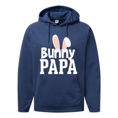 Bunny Papa Easter Rabbit Holiday Ears Parent Dad Granddad Gift Performance Fleece Hoodie