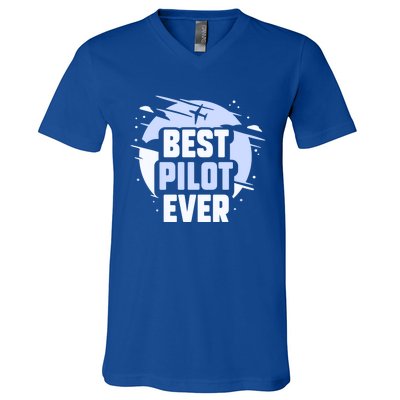 Best Pilot Ever Aircraft Private Small Airplane Gift V-Neck T-Shirt