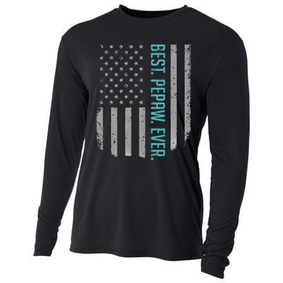 Best Pepaw Ever US American Flag Gift For Father's Day Cooling Performance Long Sleeve Crew