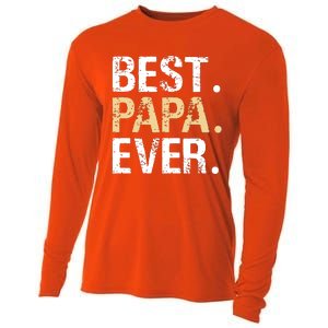 Best Papa Ever Graphic Great Fathers Day Grandparent Gifts Cooling Performance Long Sleeve Crew