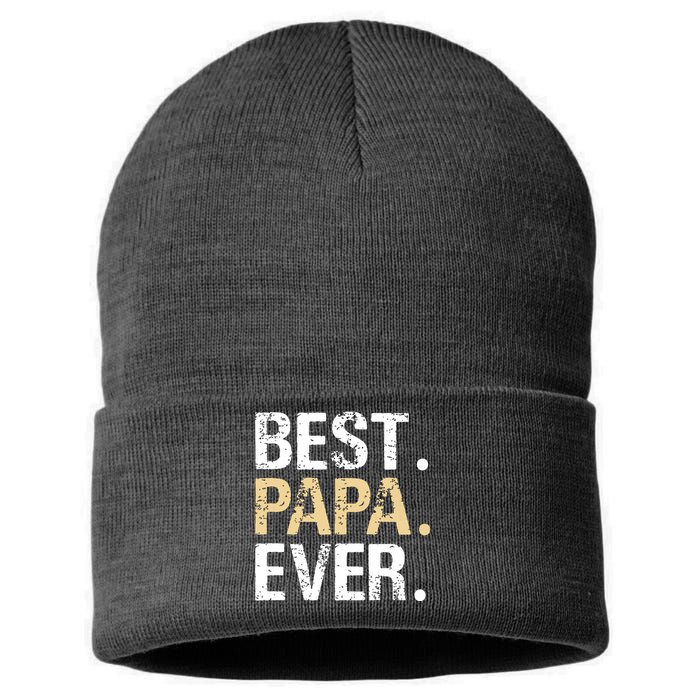 Best Papa Ever Graphic Great Fathers Day Grandparent Gifts Sustainable Knit Beanie