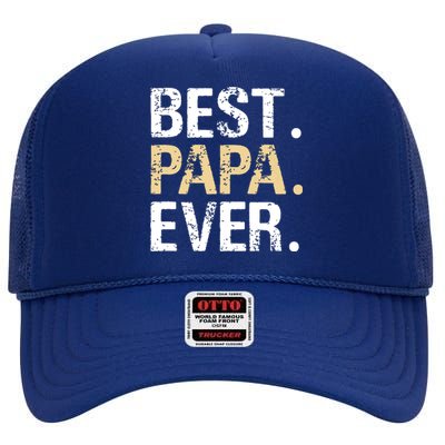 Best Papa Ever Graphic Great Fathers Day Grandparent Gifts High Crown Mesh Back Trucker Hat