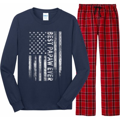 Best Papaw Ever Vintage American Flag Dad Papa Long Sleeve Pajama Set