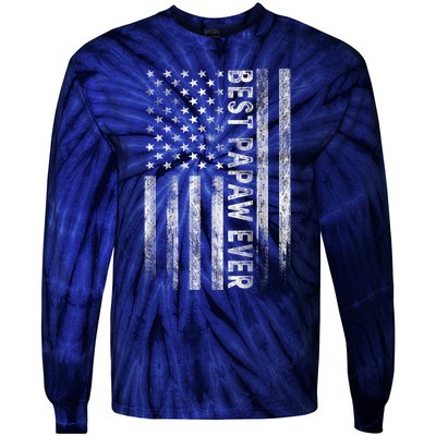 Best Papaw Ever Vintage American Flag Dad Papa Tie-Dye Long Sleeve Shirt