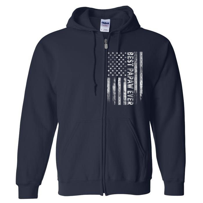 Best Papaw Ever Vintage American Flag Dad Papa Full Zip Hoodie