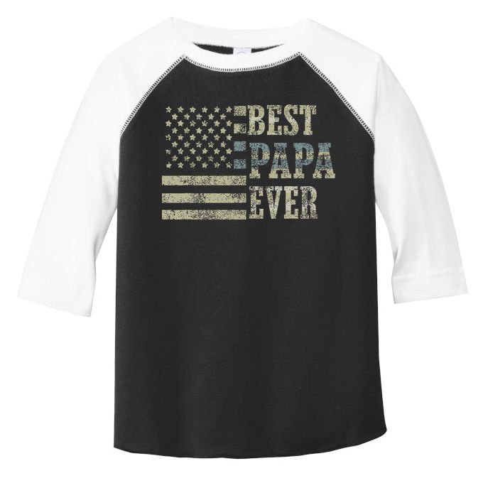Best Papa Ever American Flag Usa Flag Toddler Fine Jersey T-Shirt