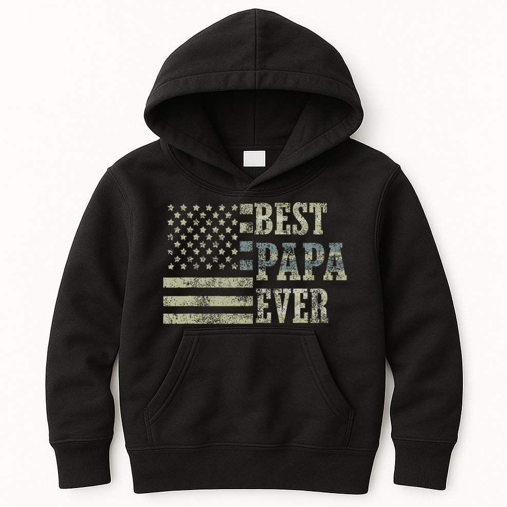 Best Papa Ever American Flag Usa Flag Kids Hoodie