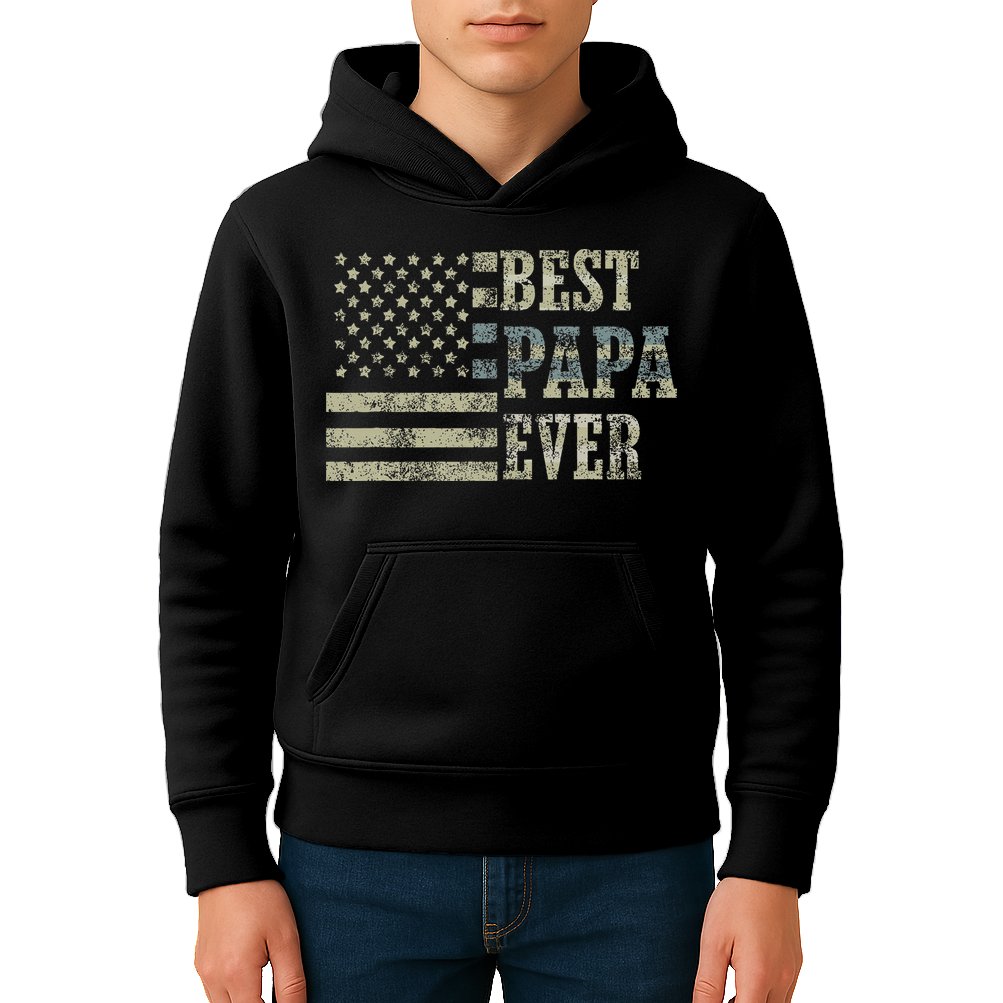 Best Papa Ever American Flag Usa Flag Kids Hoodie