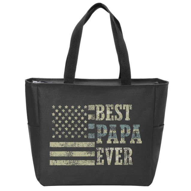 Best Papa Ever American Flag Usa Flag Zip Tote Bag