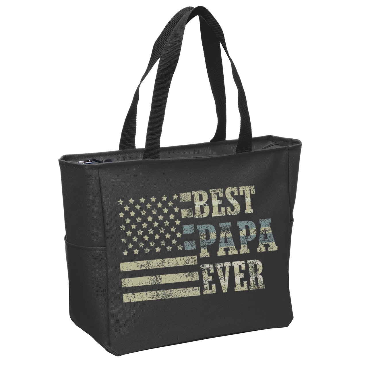 Best Papa Ever American Flag Usa Flag Zip Tote Bag