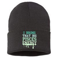 Big Pisces Energy Drip Zodiac Sign Birthday Season Sustainable Knit Beanie