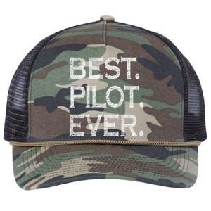 Best Pilot Ever Funny Gift Retro Rope Trucker Hat Cap