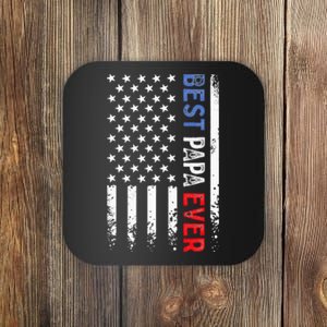 Best Papa Ever American Flag Fathers Day Birthday Daddy Pops Coaster