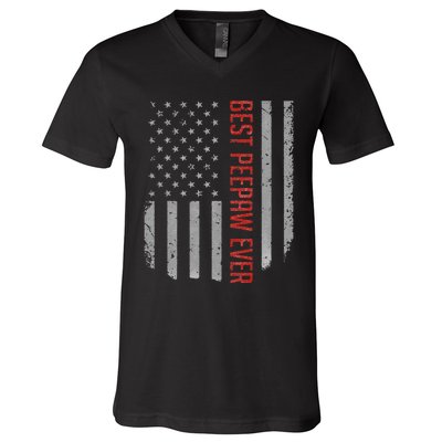 Best Peepaw Ever American Flag Gifts For Father's day V-Neck T-Shirt