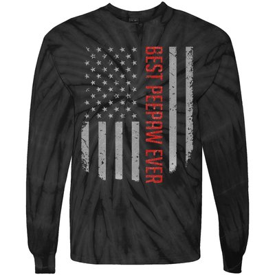 Best Peepaw Ever American Flag Gifts For Father's day Tie-Dye Long Sleeve Shirt