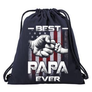 Best Papa Ever Fistcool Giftbump Usa Flag Father's Day Gift Drawstring Bag