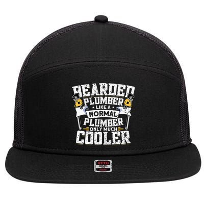 Beared Plumber Funny Plumbing Pipefitters Plumber 7 Panel Mesh Trucker Snapback Hat