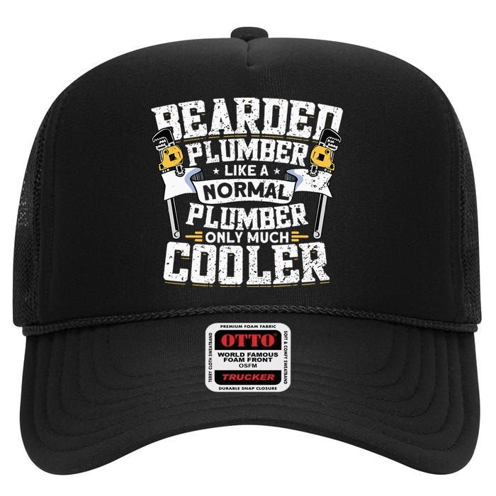 Beared Plumber Funny Plumbing Pipefitters Plumber High Crown Mesh Back Trucker Hat