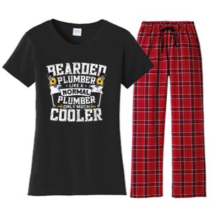 Beared Plumber Funny Plumbing Pipefitters Plumber Women's Flannel Pajama Set