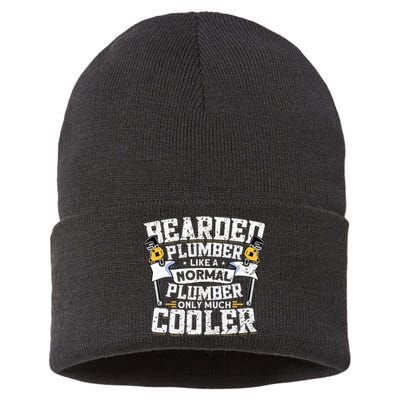 Beared Plumber Funny Plumbing Pipefitters Plumber Sustainable Knit Beanie