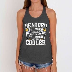 Beared Plumber Funny Plumbing Pipefitters Plumber Women's Knotted Racerback Tank