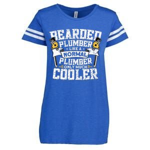 Beared Plumber Funny Plumbing Pipefitters Plumber Enza Ladies Jersey Football T-Shirt