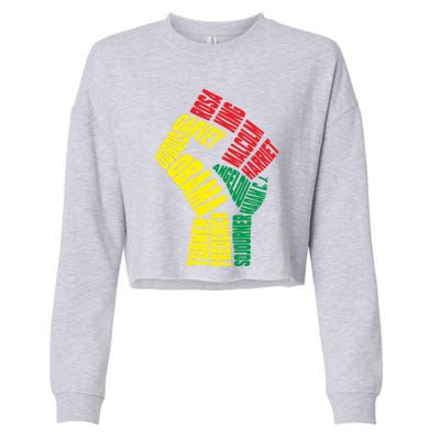 Black Power Fist Inspirational Black History Leaders Cool Gift Cropped Pullover Crew