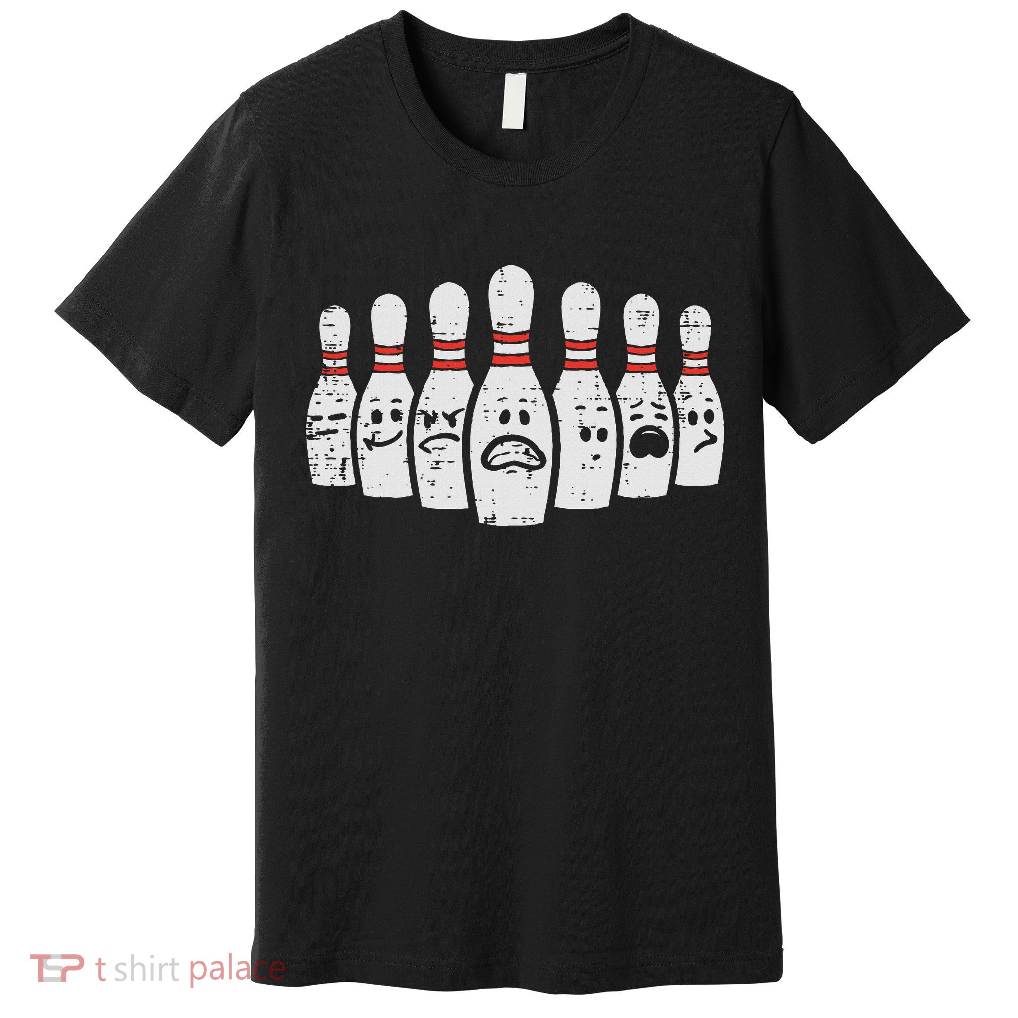 Bowling Pins Faces Funny Bowler Women Premium T-Shirt