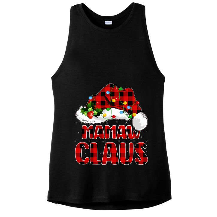 Buffalo Plaid Family Matching Santa Mamaw Claus Christmas Great Gift Ladies PosiCharge Tri-Blend Wicking Tank