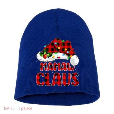 Buffalo Plaid Family Matching Santa Mamaw Claus Christmas Great Gift Short Acrylic Beanie