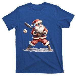 Baseball Player Funny Santa Claus Playing Baseball Christmas Cute Gift T-Shirt