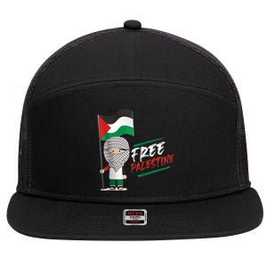 Back Print Free Palestine Flag Keffiyeh 7 Panel Mesh Trucker Snapback Hat