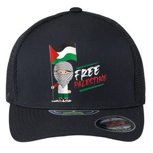 Back Print Free Palestine Flag Keffiyeh Flexfit Unipanel Trucker Cap