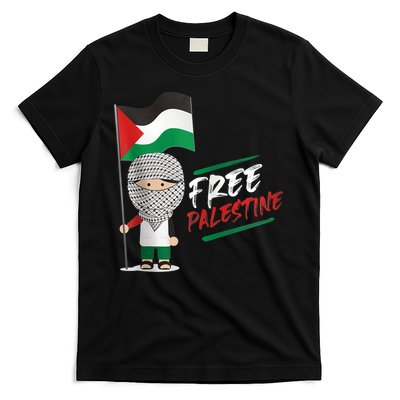 Back Print Free Palestine Flag Keffiyeh T-Shirt