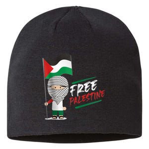 Back Print Free Palestine Flag Keffiyeh Sustainable Beanie