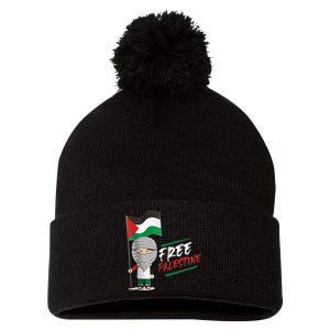 Back Print Free Palestine Flag Keffiyeh Pom Pom 12in Knit Beanie