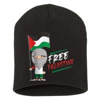 Back Print Free Palestine Flag Keffiyeh Short Acrylic Beanie