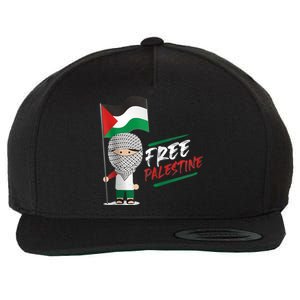 Back Print Free Palestine Flag Keffiyeh Wool Snapback Cap